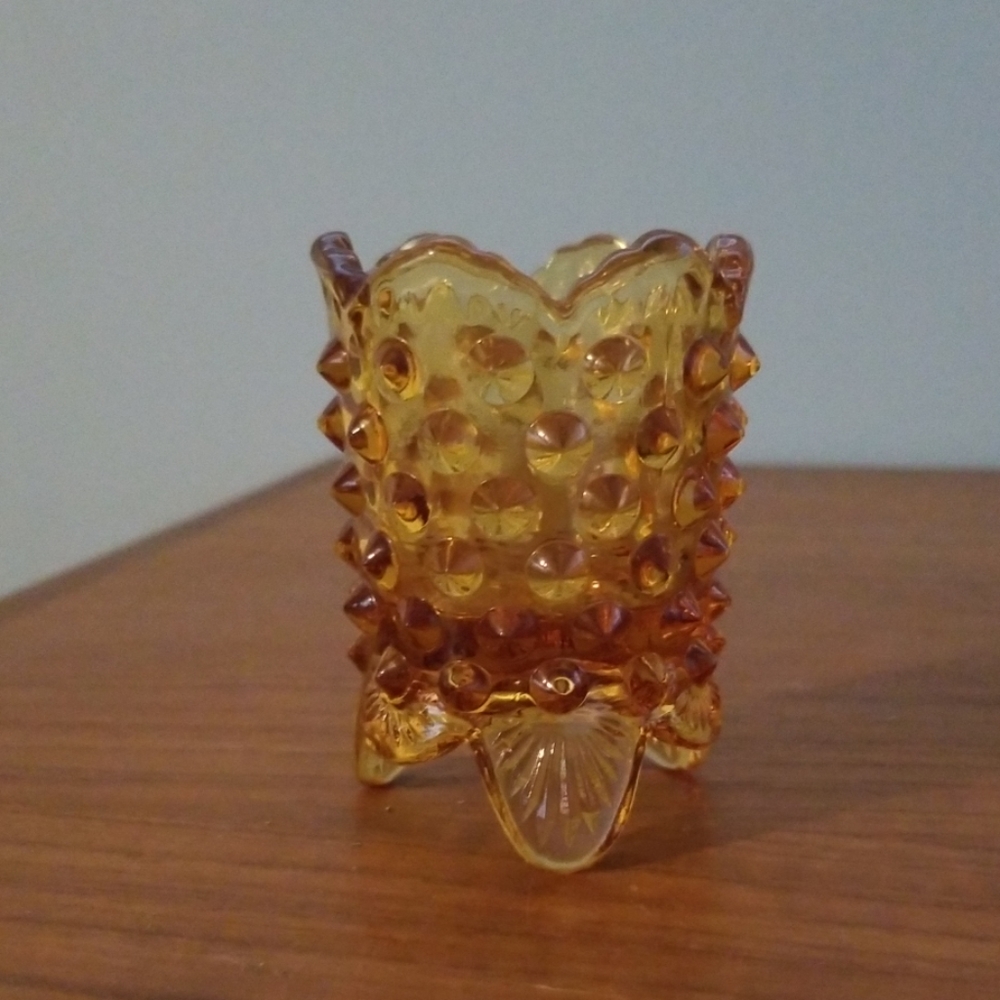 Vintage Amber Nubby Glass Votive candleholder